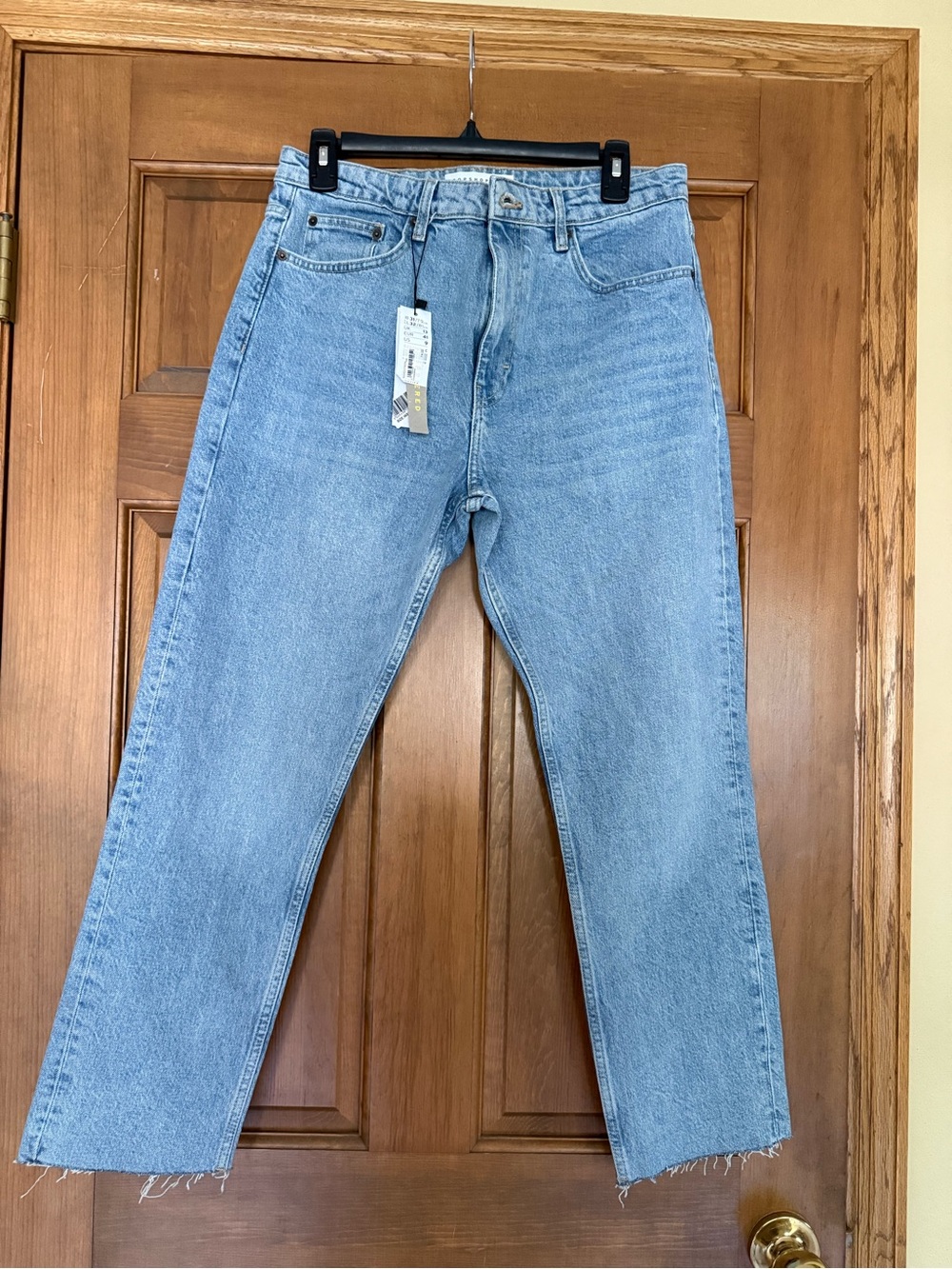 Topshop Light Blue Cropped Straight-Leg Jeans